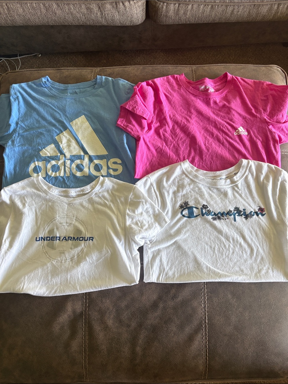 adidas Under Amour Champion Short Sleeve Tees in Light Blue, Hot Pink, White